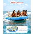 thumbnail image 2 of KFFKFF Towable Tube for Boating, 4 Riders Inflatable Boat Tubes and Towables, 680 lbs Capacity Water Sport Towable Tube for Boat to Pull - with Fins, Full Nylon Cover, 2 of 9