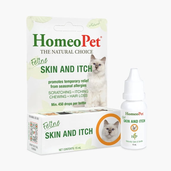 HomeoPet Feline SKIN AND ITCH Support Drops for Cats, 15 mL