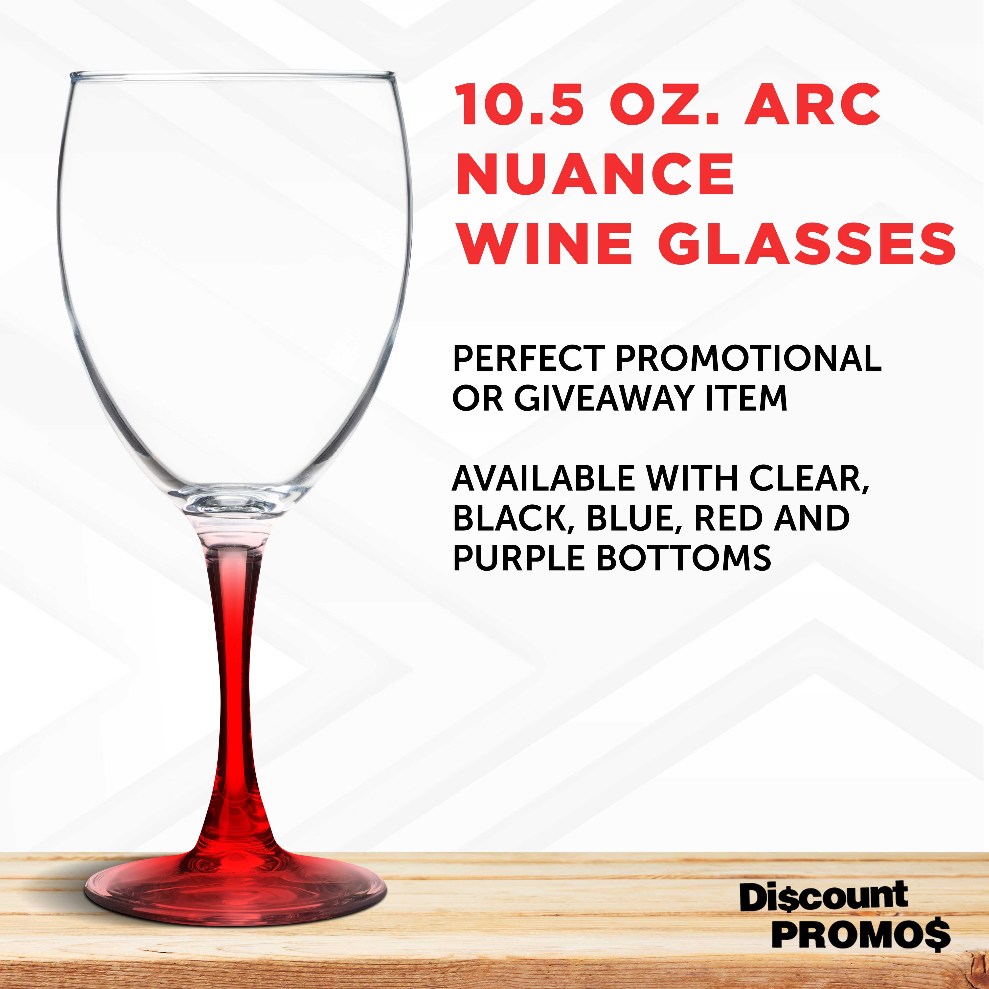 Nuance Wine Glasses by ARC 10.5 oz. Set of 10, Bulk Pack - Restaurant Glassware, Perfect for Red Wine, White Wine, Cocktails - Red