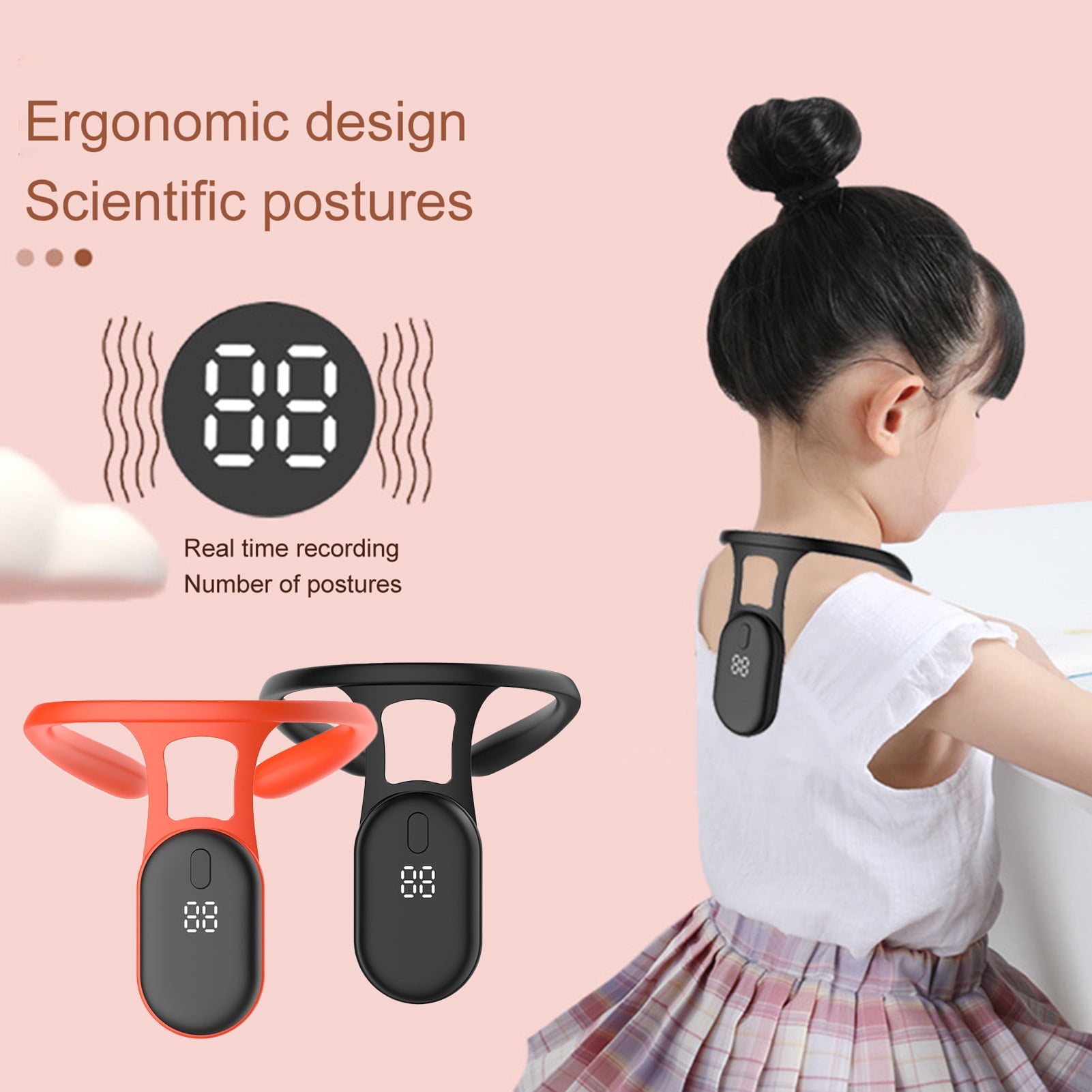 Happydeer 1 Set Posture Correction Belt Real-time Monitoring Feel Free to Wear LCD Counting Smart Vibration Reminder Intelligent Sensing Hanging Neck Corrector for Office