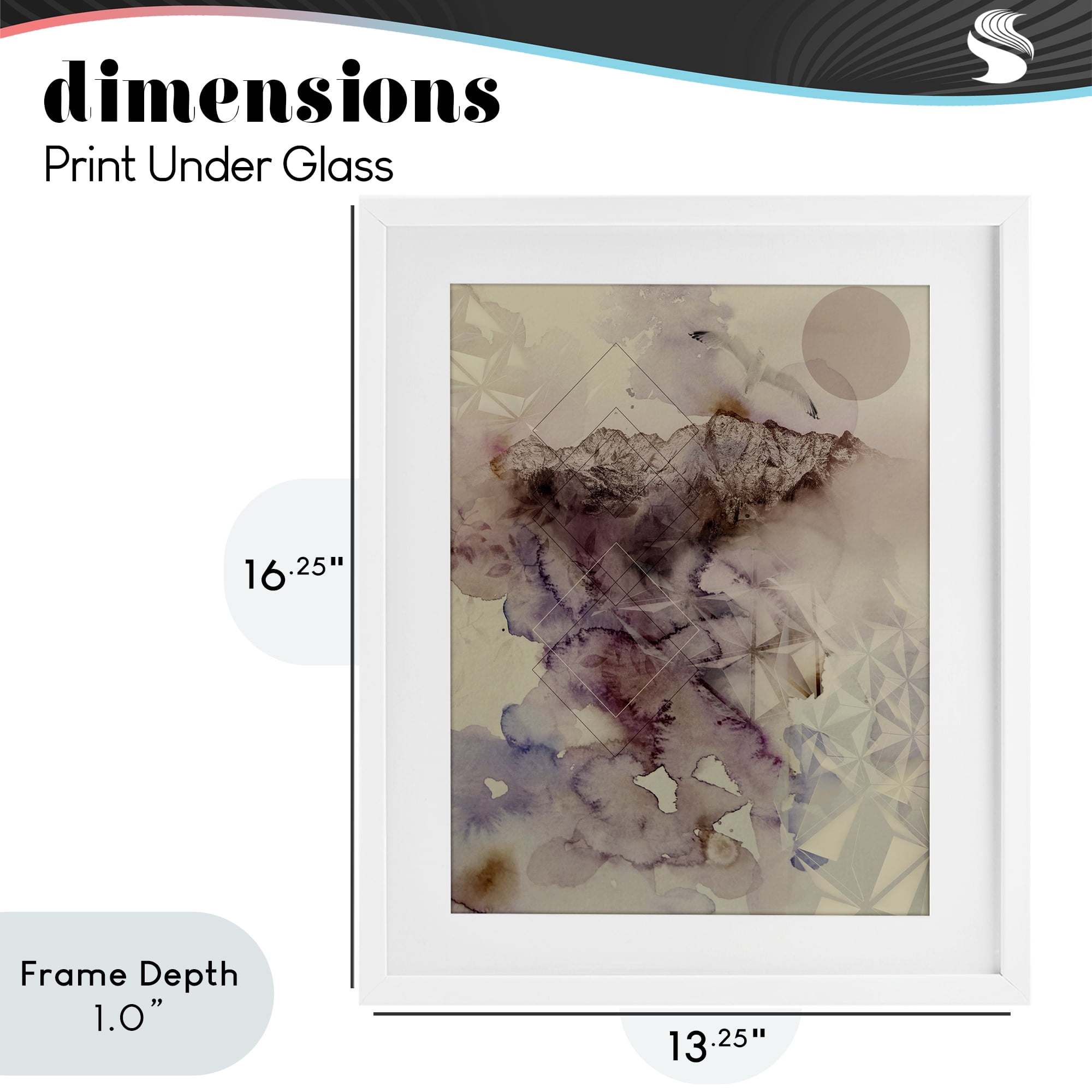 Stupell Industries Dust Abstract with Geometrics White Framed Print Under Glass, design by Gemma Bardot