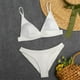 thumbnail image 2 of Mujeres acolchado cuello redondo 2 piezas Push Up traje de baño revelador Tanga Bikinis V estilo inferior sujetador inferior brasileño Setsm Feliz Sencillez, 2 of 5