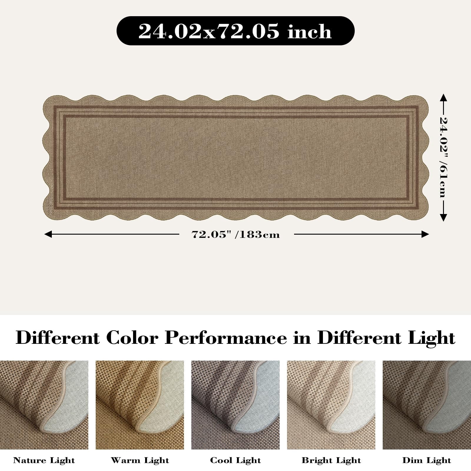 Modern Easy Jute Rug  2x6 Kitchen Runner Washable Runners For Hallways Farmhouse Carpet Non Slip Indoor Outdoor Contemporary Door Mat Porch Laundry Entryway