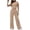 06-Khaki, variant on Diufon Womens 2 Piece Sets Summer Short Sleeve Crop Tops Drawstring Wide Leg Pants with Pockets Matching Outfits