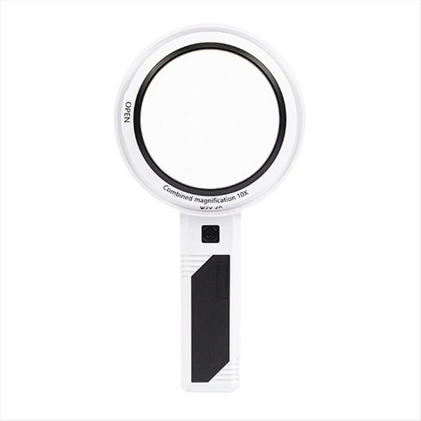 Lupa de Mano con Lupa Iluminada con Luz LED Lupa de Lente óPtica ExtraíBle 2290+75