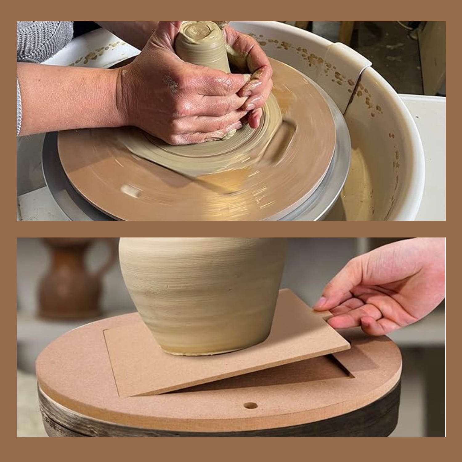 ArtBeek Pottery Wheel Bat 12” Potters Bat Wheels with 10 Sets 7” Square Inner Bats. Ceramic Pottery for Potters and Clay