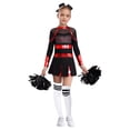 thumbnail image 1 of JanJean Costume de Cheerleader Halloween pour Filles Manches Longues Uniforme de Cheerleading Robe de Danse et Pompons Ensemble de Couvre-Chef Rouge&Blanc 6, 1 of 7