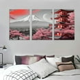 thumbnail image 3 of Awypu Cherry Blossom Wall-Art for Living Room Large Size - Pink Wall Art Bedroom - Japanese Wall Art Mount Fuji Pictures Poster Ready to Hang Size 12''x16''X3 Panels, 3 of 4