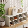 thumbnail image 6 of Costway 8 Cubbies Shoe Bench with 500 LBS Weight Capacity Cubby Shoe Rack Storage Cabinet White, 6 of 10