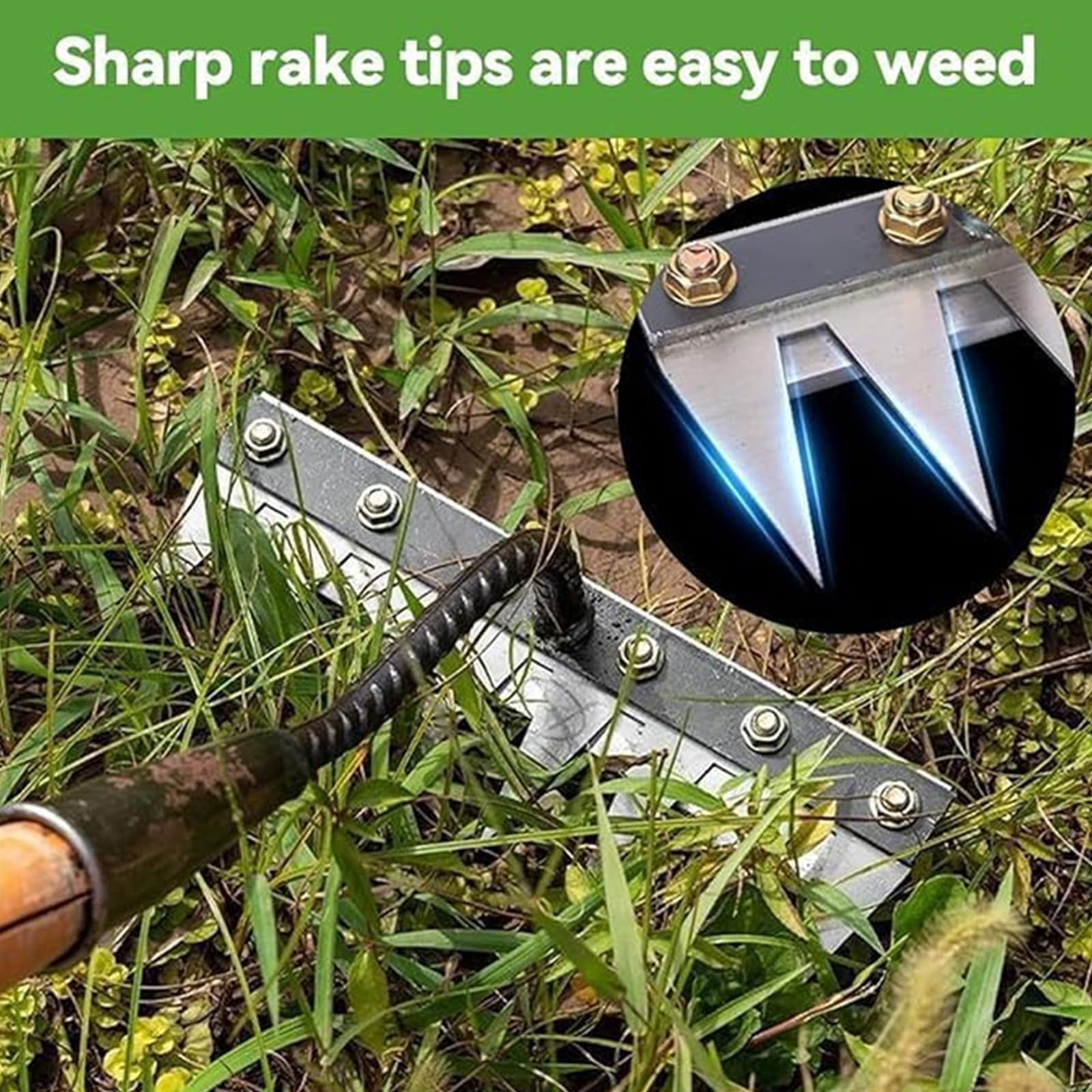 Carbon Steel Garden Hand Rake, Heavy-Duty Garden Hand Weed Puller with Carbon Steel Teeth, for Gardening, Yard Lawn, Flower Beds, Soil Cultivation