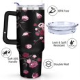 thumbnail image 3 of 40 OZ Gothic Flowers Rose Wildflowers Travel Mug Gifts for Women Men Birthday Travel Cup Gifts for Husband Son Dad Insulated Stainless Steel Water Bottle with Handle, 3 of 7