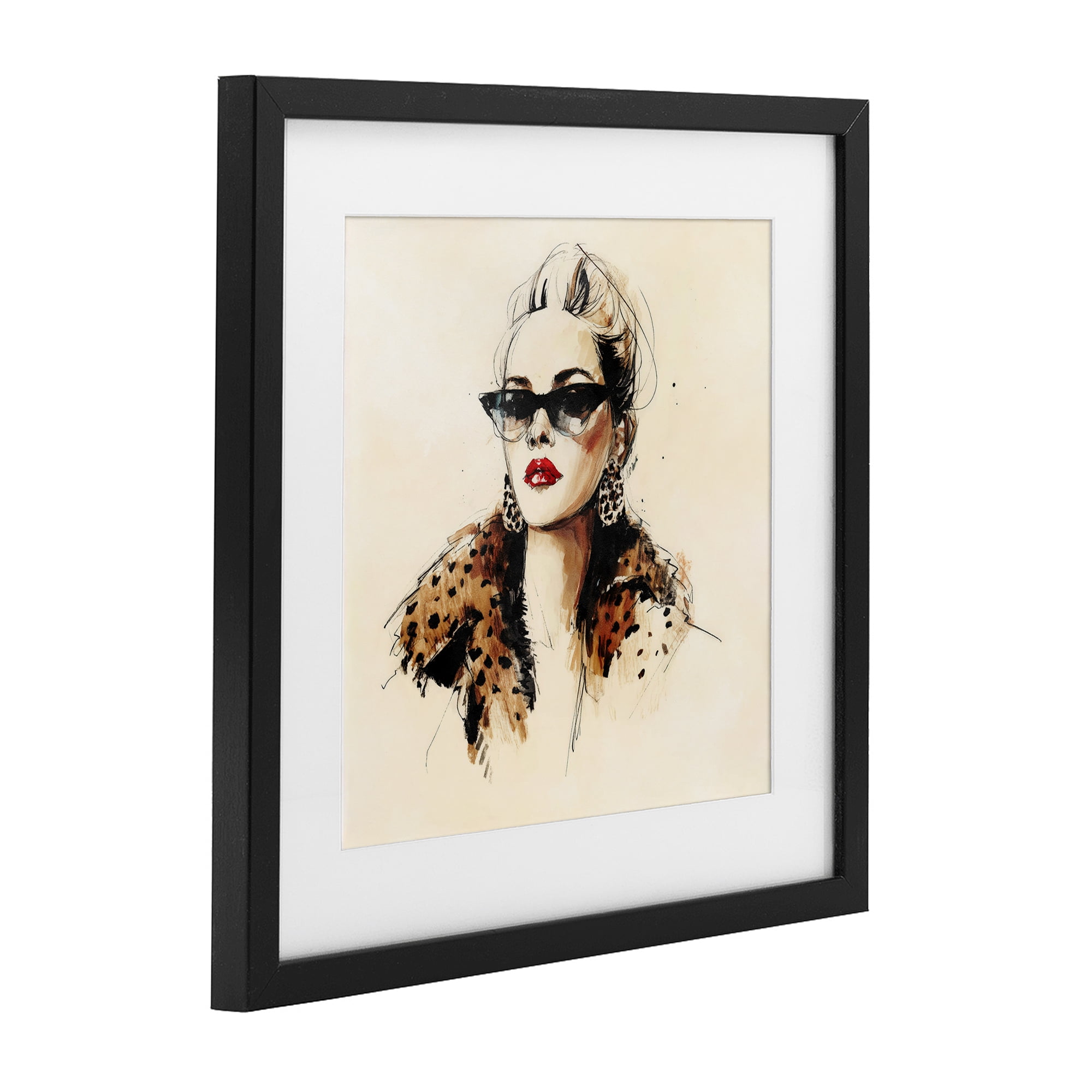 Stupell Industries Glam Leopard Sonata Portrait Black Framed Print Under Glass, design by Svetlana Aleynikova