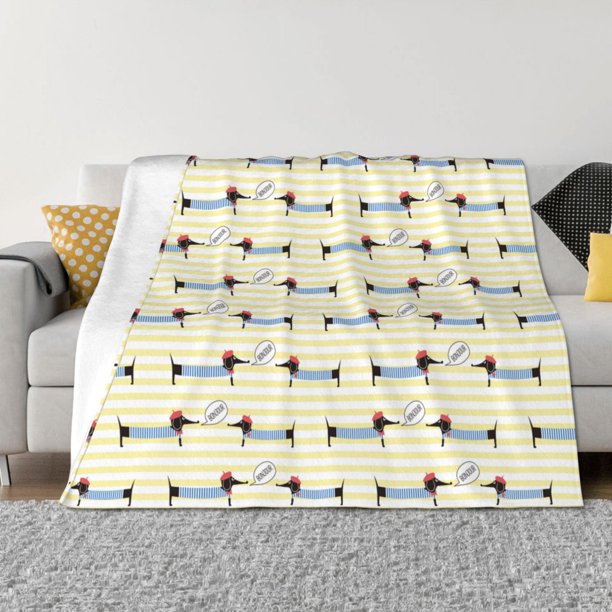Fotbe Dachshund Dog Puppy Manta de Franela con Estampado, Manta Ultrasuave para Cama, Sofá, Auto, Hipoalergénica y Antibolitas-60"x50"