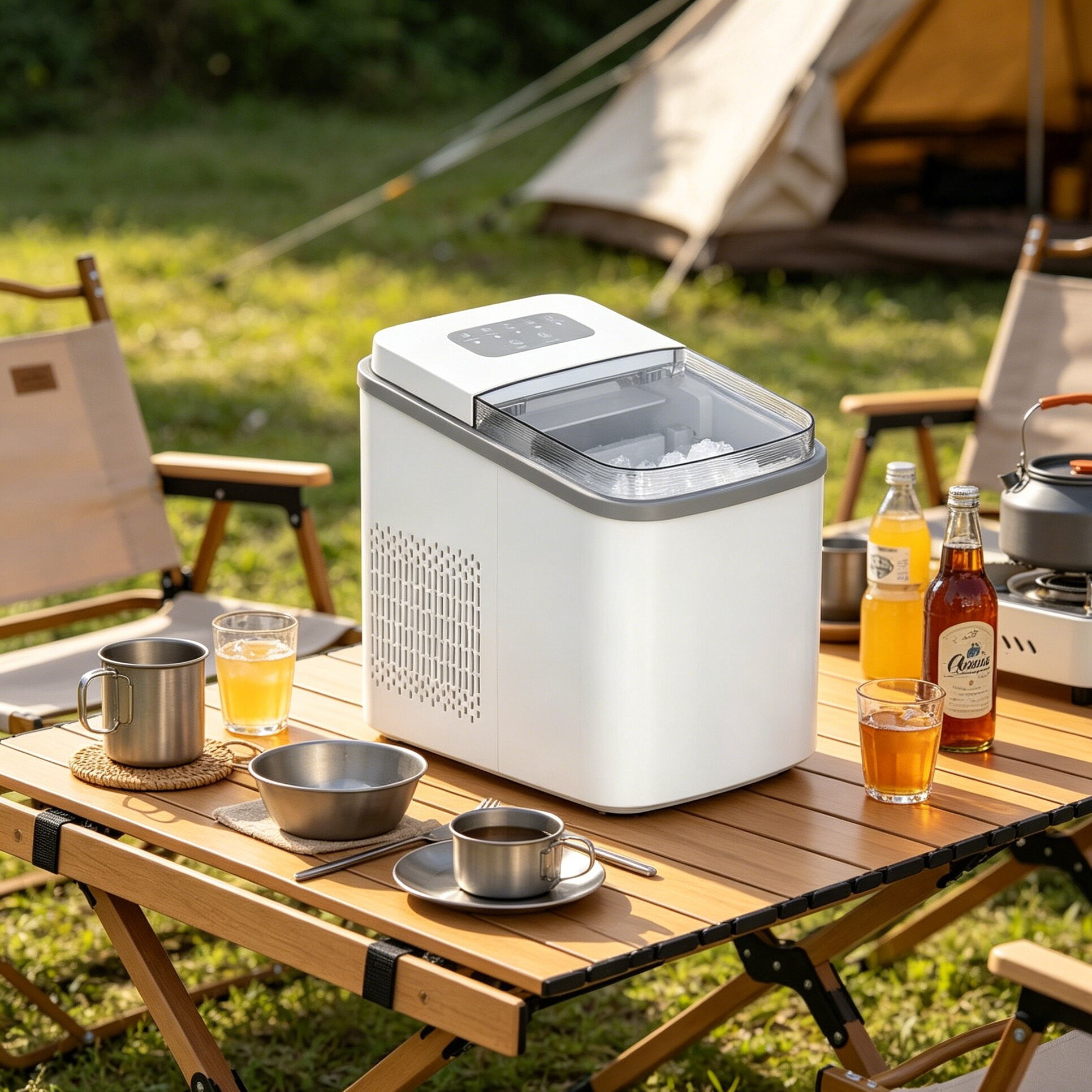HIFOOD Fast Ice Maker Machine, Portable Countertop Ice Cube Maker with Control Panel for Home & Kitchen