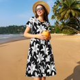 thumbnail image 4 of Easygdp Lilies Flowers para Vestido Transpirable de Mujer, Vestido Suelto de Manga Corta con Pliegues y Bolsillos para el Verano, 4 of 6