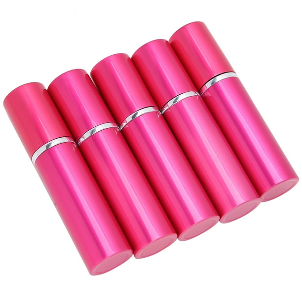 Botella de perfume en aerosol recargable de aluminio, atomizador de perfume vacío portátil, 10 ml x 5 piezas, color rojo rosa
