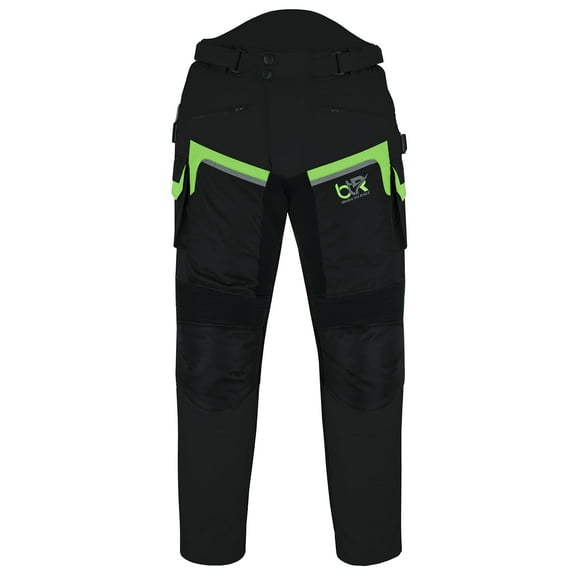 Men's Motorcycle Waterproof Textile Cordura Trouser CE Approved Protection Riding Pants Black/Hiviz-30W/30L