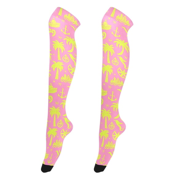 Dailycode Sheer Knee High Stockings for Women Lime Tree Ship Anchor