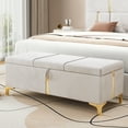thumbnail image 1 of Velmero Lit Grand avec Rangement Rembourré, Vérin Hydraulique et Assemblage Facile - Aucun Sommier Requis, Beige, 1 of 12