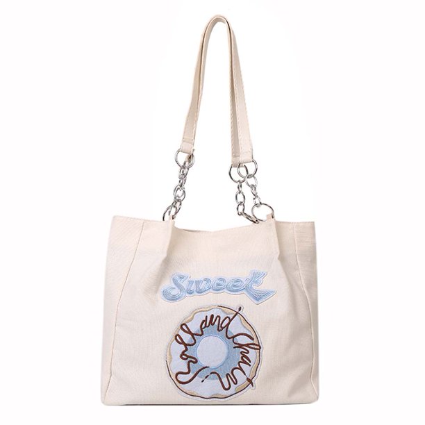 Btafrte Bolso Mano Bordado para Mujer Bolso Lona Gran Capacidad para Citas (azul)