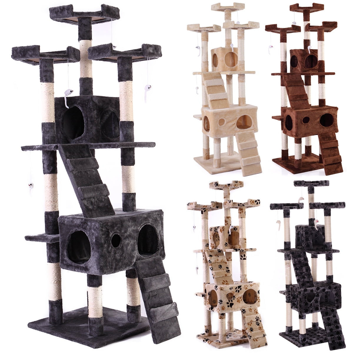 Lowestbest 45-in Cat Tree & Condo Scratching, Kitten Tower with Scratching Post and Ladder Condo Play House, Gray Lowestbest 45-in Cat Tree & Condo Scratching, Kitten Tower with Scratching Post and Ladder Condo Play House, Gray