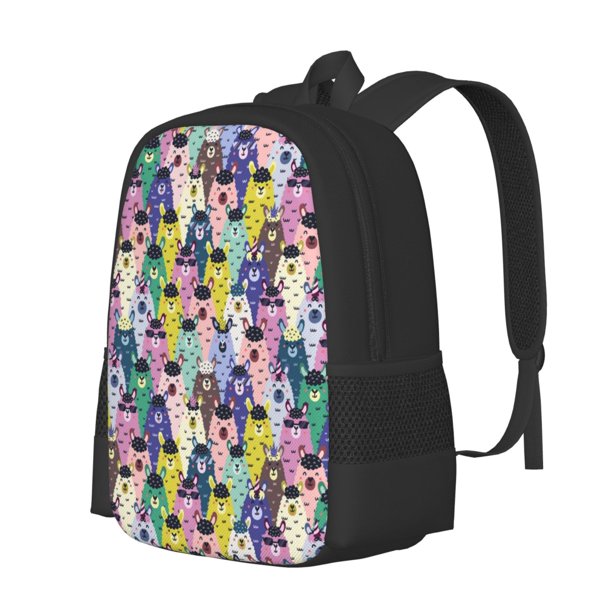 Fotbe Llamas Colorful Mochila para Hombre y Mujer - Tela Oxford 600D Resistente - Mochila Impermeable de Gran Capacidad para Escuela, Viajes y Senderismo