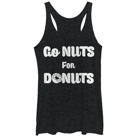 Women's CHIN UP Go Nuts for Donuts  Racerback Tank Top Black Heather Medium