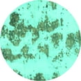thumbnail image 1 of Ahgly Company Machine Washable Indoor Round Abstract Turquoise Blue Modern Area Rugs, 3' Round, 1 of 4