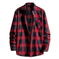thumbnail image 2 of Conairie Mens Plaid Shirt Long Sleeve Fashion Casual Collar Regular Fit Plaid Shirt Lightweight Versatile Fall Flannel Classic Basic Tops With Pocket Red 38, 2 of 4