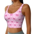 thumbnail image 2 of Fotbe Pink bows Sujetador Deportivo Largo sin Aros para Mujer con Almohadillas y Soporte Medio, Transpirable y Absorbente, Camiseta Tipo Chaleco o Tank Top-XX-Large, 2 of 8