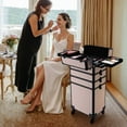 thumbnail image 5 of BYOOTIQUE Makeup Train Case Trolley w/ Cube Case Cosmetic Organizer Art Deco Tyrian, 5 of 9