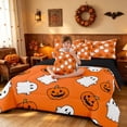 thumbnail image 3 of Homewish Happy Halloween Full Size Bedding Sets, Cartoon Pumpkin Lantern Ghost Full Size Bed in a Bag, Orange White, Black Reversible 7 Pieces, 3 of 7