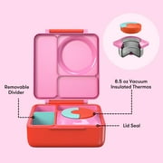 OmieBox Bento Box للأطفال - صندوق غداء بينتو معزول مع جرة طعام حرارية مقاومة للتسرب - 3 حجرات، منطقتان لدرجة الحرارة - Pink Berry من OmieLife