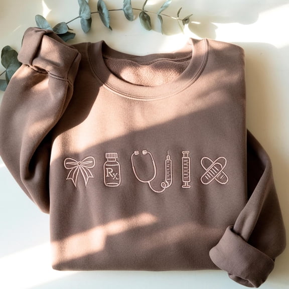 Embroidered Nurse sweatshirt, Coquette Bow, CNA Crewneck - Nursing Student Sweatshirt For Her
