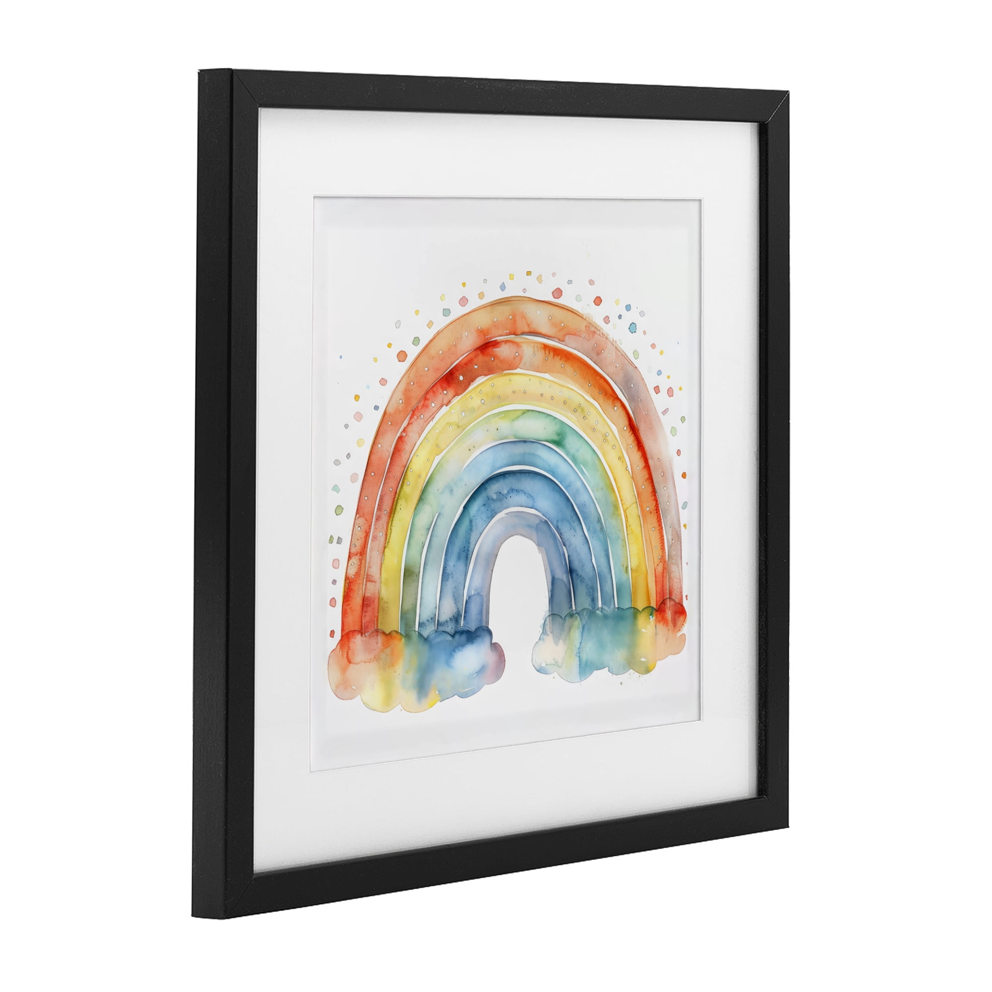 Stupell Industries Colored Rainbow Clouds Black Framed Print Under Glass, design by Creative Studio