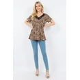 thumbnail image 3 of CELESTE Women's Leopard V-Neck Short Sleeve with Lace Details Small-3x Made in The USA, 3 of 4