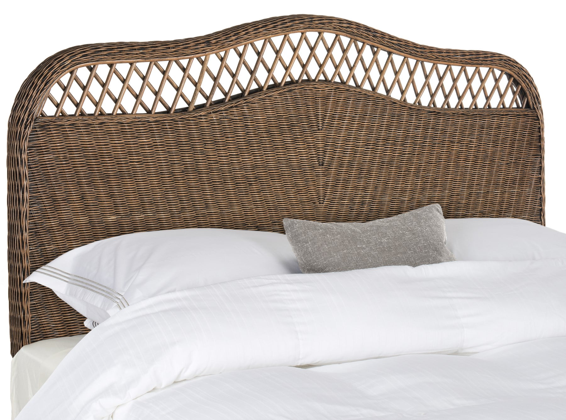 SAFAVIEH Sephina Rustic Coastal Rattan Headboard, Queen, Brown/Multi