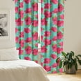 thumbnail image 2 of Ambesonne Tropical Curtains, Hibiscuses Exotic Floral, Pair of 28"x63", Dark Coral and Cadet Blue, 2 of 5