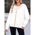 thumbnail image 4 of Hoodies for Women Sweatshirt Zip Up Hoodie Fall Fashion Trendy Long Sleeve Jackets Winter Clothing Outfits White S, 4 of 6