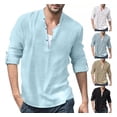 thumbnail image 2 of Camisa Henley De Lino Con Cuello Alto, Manga Larga, Casual,, 2 of 6