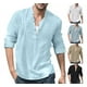 thumbnail image 2 of Camisa Henley De Lino Con Cuello Alto, Manga Larga, Casual,, 2 of 6