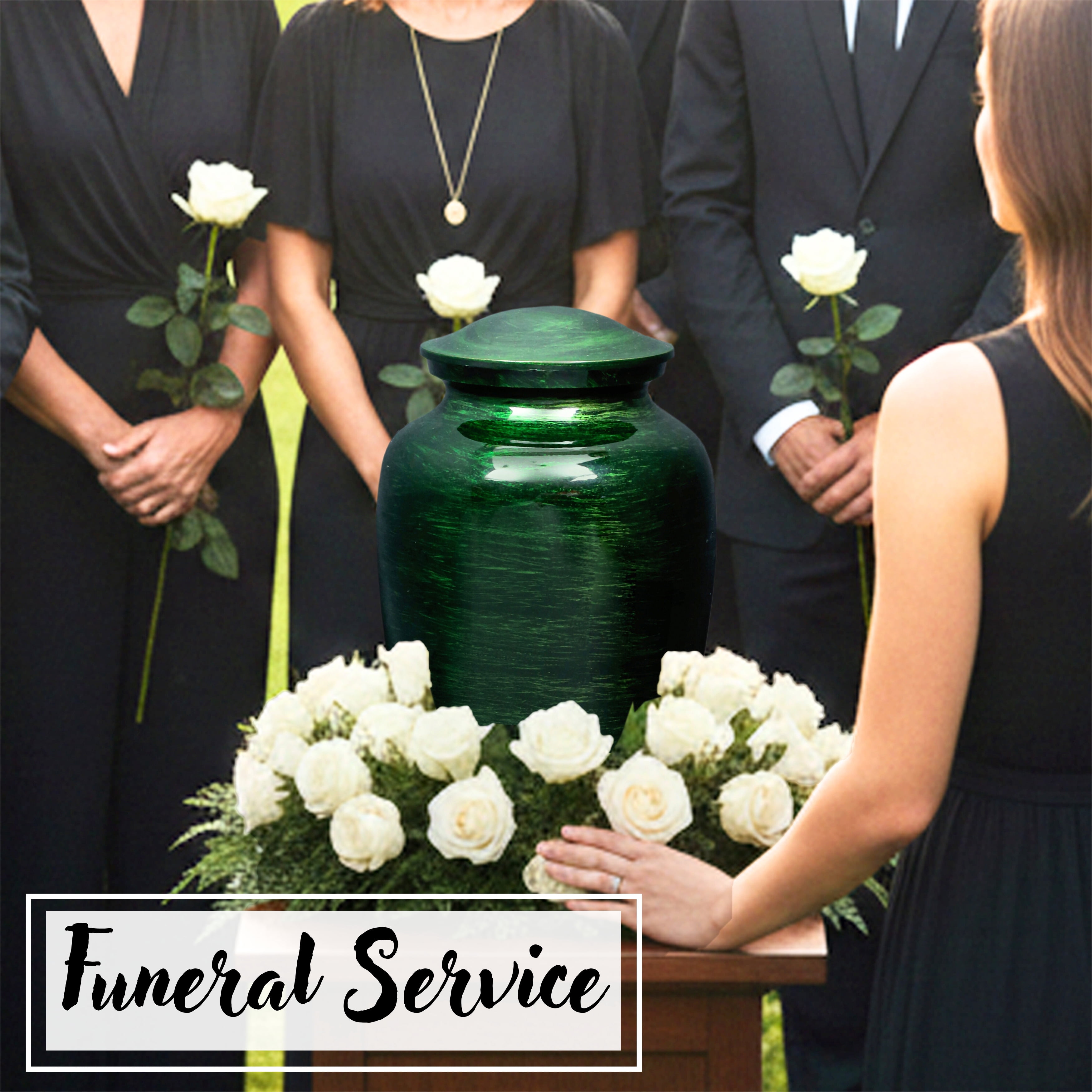 Aluminum Handcrafted Urn - Elegant Keepsake Holder for Adult Human Ashes (Forest Green)