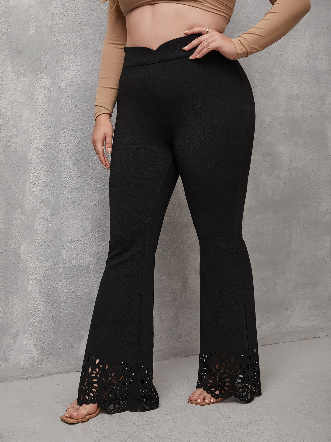 Women's Plus size Laser Cut Out Flare 