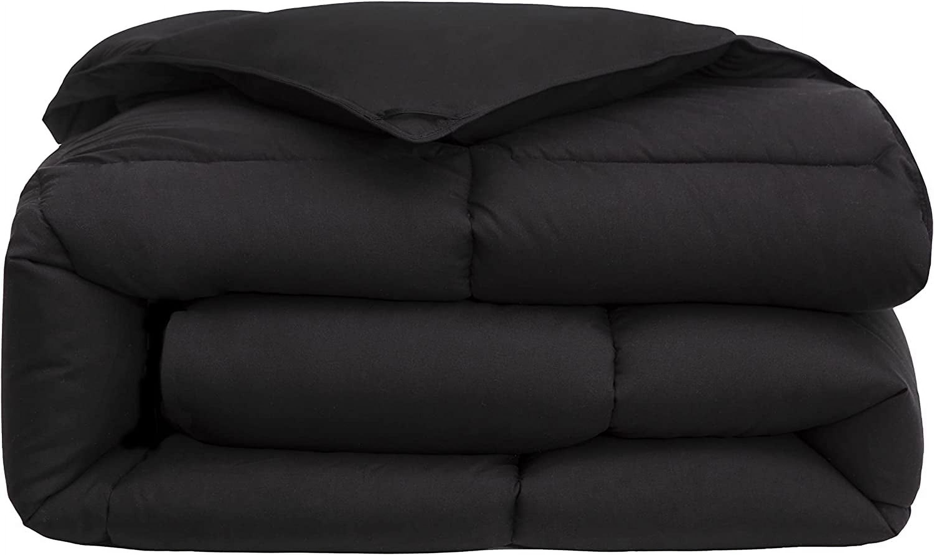 Chezmoi Collection All Season Queen Size Down Alternative Comforter - Plush Microfiber Fill - Box Stitch Quilted - Duvet Insert with Corner Tabs (Full/Queen, Black)