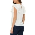 thumbnail image 3 of INSPIRE CHIC Style Women's Casual Summer Round Neck Cap Sleeve Blouse S White, 3 of 5