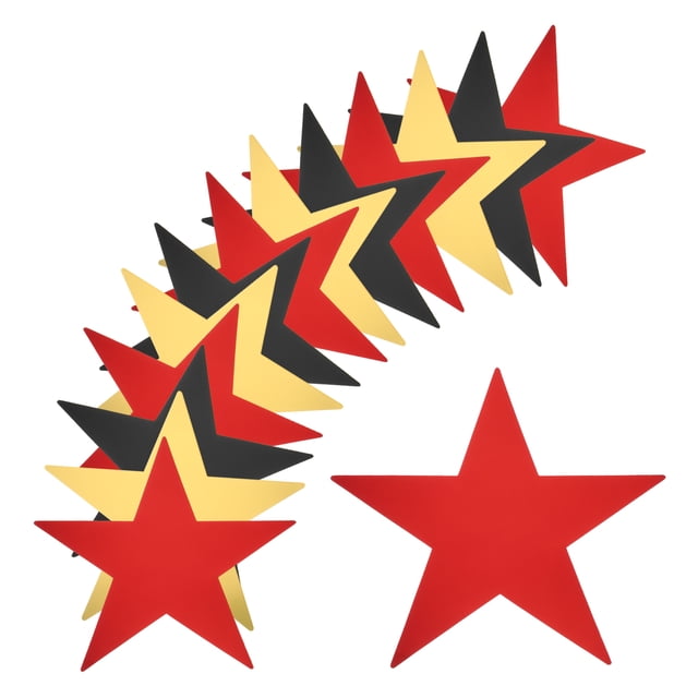 Uxcell 80Pcs Recortes de Estrellas Decoración de Estrellas de Papel Impresas Doble 6 Pulgadas (Rojo, Negro, Dorado)