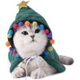 thumbnail image 2 of Disfraz navideño para mascotas, capa navideña para mascotas, capa con estrellas y pompones, bonita capa navideña (M), 2 of 5