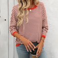 thumbnail image 2 of MESSUEN Crew Neck Sweater for Women Striped Sweater Long Sleeve Sweaters for Women Womens Summer Tops Dressy Casual Light Weight Sweaters for Summer Women's Shirts Blouses Womens Tops Orange 2XL, 2 of 9
