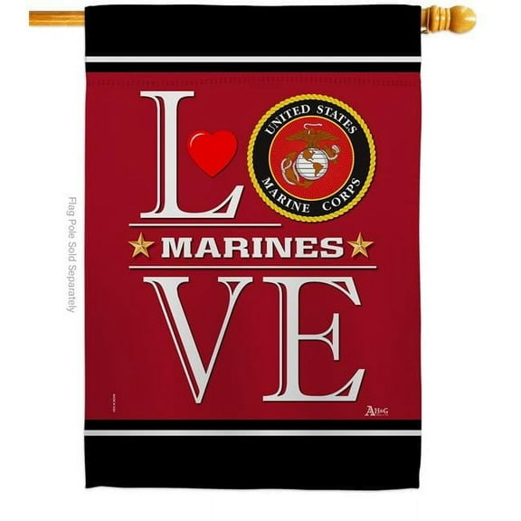 Americana Home & Garden H140637-BO 28 x 40 in. Marine Corps Love House Flag with Armed Forces Double-Sided Decorative Vertical Flags Decoration Banner Garden Yard Gift