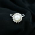 thumbnail image 3 of Rosec Jewels Real Freshwater Pearl Cocktail Ring with Diamond Halo for Women (8 mm), 925 Sterling Silver, US 11.00, 3 of 9